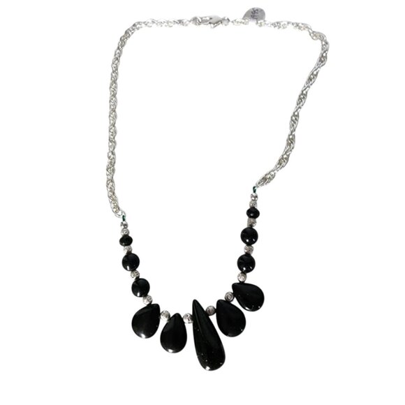 *HP* NWT Emerald Green Goldstone & Sterling Silver Necklace - Picture 2 of 4